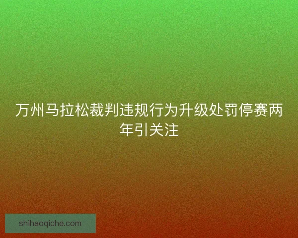 万州马拉松裁判违规行为升级处罚停赛两年引关注