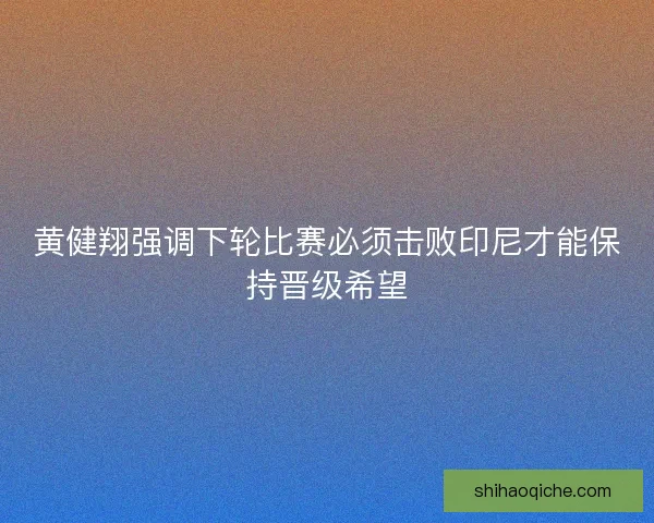 黄健翔强调下轮比赛必须击败印尼才能保持晋级希望 黄健翔强调下轮比赛必须击败印尼才能保持晋级希望